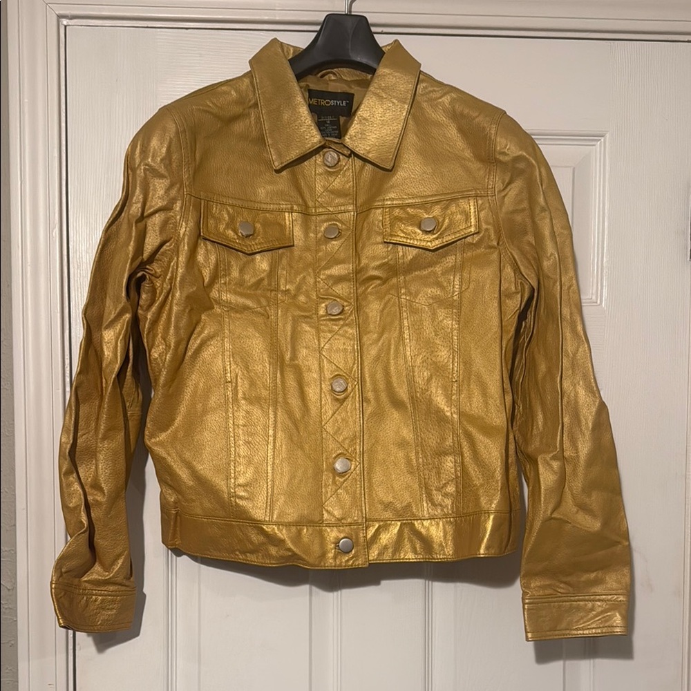 Metrostyle Gold Jean Jacket Classic Trucker Style